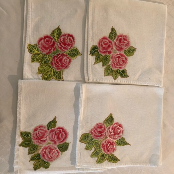 Other - Handmade Painted Napkins Set of 4